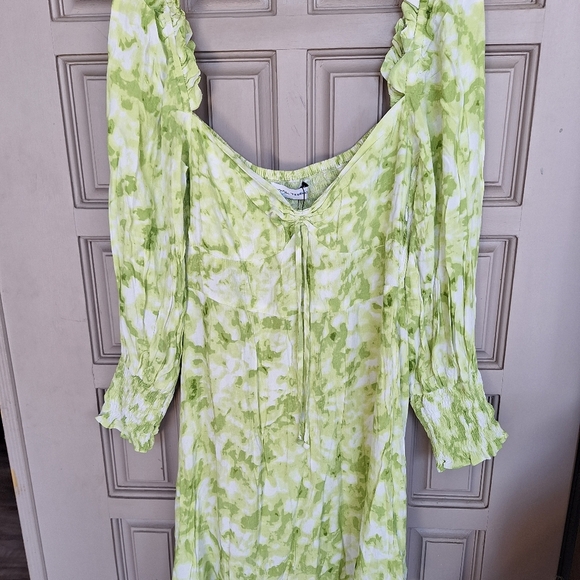 Faithful The Brand Dress Sz6 Puff Sleeve/Back Smocking Bra Form Sweetheart Front - Picture 2 of 14